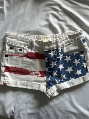 Forever 21 White Shorts with Red Stripes and Blue Star Panel